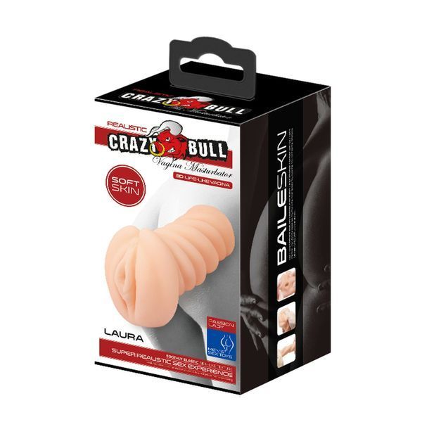 Beige realistic vagina masturbator beige, 14 x 7 cm