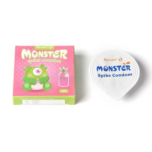 Recare Green Monster Spike Condom (condom with a row of balls and antennae at the tip)