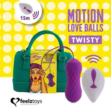 Вагінальні кульки з масажем і вібрацією FeelzToys Motion Love Balls Twisty з пультом дистанційного к SO3853 SafeYourLove
