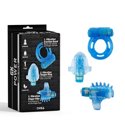 Набор вибро игрушек Chisa Teasers Ring Kit-BLUE CH43829 фото