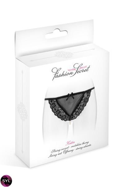 Трусики-стрінги з перлинною ниткою Fashion Secret KATIA Black SO2245 SafeYourLove