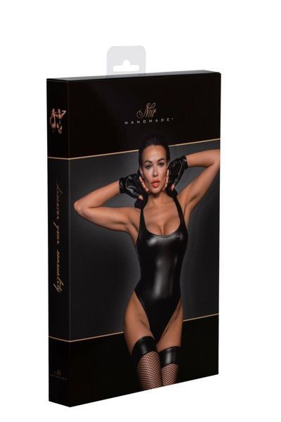 Body Noir Handmade F244 Body Powerwetlook z wysokim wycięciem u dołu - L