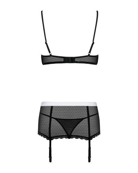 Еротичний костюм покоївки Obsessive Maidme set 5pcs, бюстгальтер, пояс з фартухом, панчохи, стр SO7291 SafeYourLove