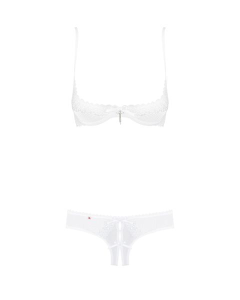 Obsessive Alabastra / Push Up Bra Set with Access Panties, size S/M