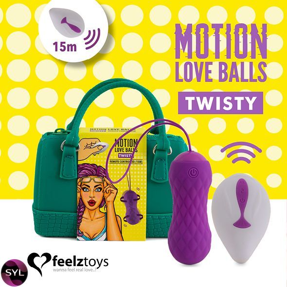 Вагінальні кульки з масажем і вібрацією FeelzToys Motion Love Balls Twisty з пультом дистанційного к SO3853 SafeYourLove