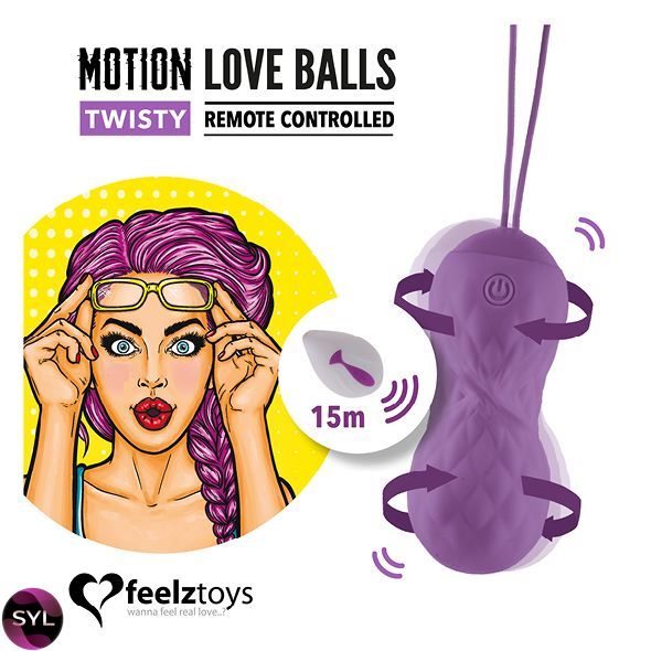 Вагінальні кульки з масажем і вібрацією FeelzToys Motion Love Balls Twisty з пультом дистанційного к SO3853 SafeYourLove