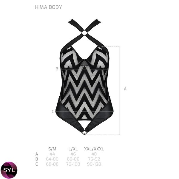 Сітчастий боді з халтером та ритмічним малюнком Hima Body black L/XL - Passion SO5346 SafeYourLove