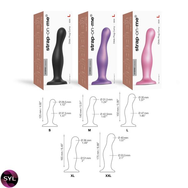 Насадка для страпона Strap-On-Me Dildo Plug Curvy Rose Dragee Metallic M SO7820 SafeYourLove