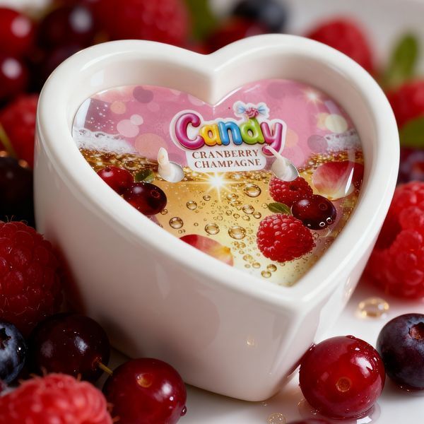 Świeca do masażu w kształcie serca Candy Cranberry Champagne, 70 ml