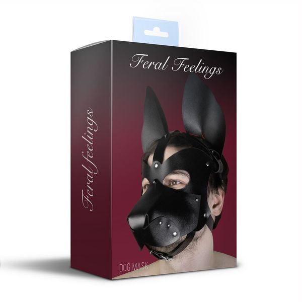 Leather dog mask 2 in 1 Feral Feelings, removable muzzle