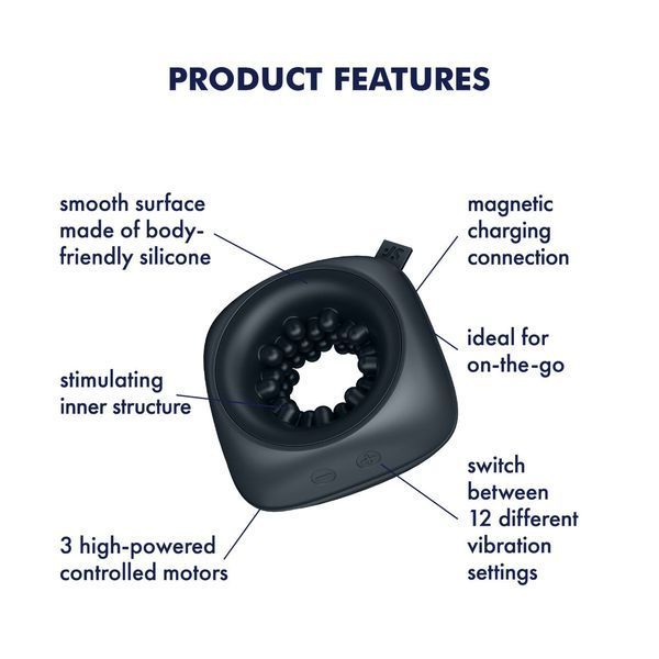 Satisfyer Ring Stroker Masturbator, 12 vibration modes, universal, compact