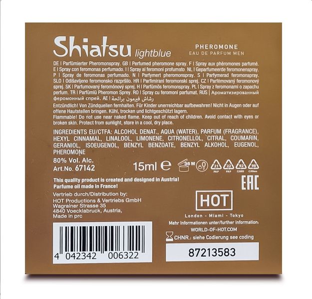 Perfumy z feromonami dla mężczyzn SHIATSU Pheromone Fragrance men jasnoniebieskie 15 ml