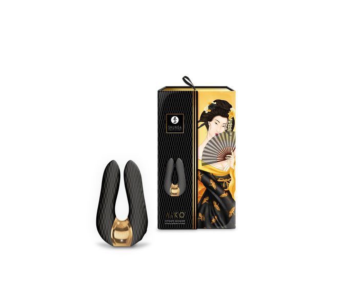 Shunga Aiko Black clitoral vibrator, flexible tips, Black