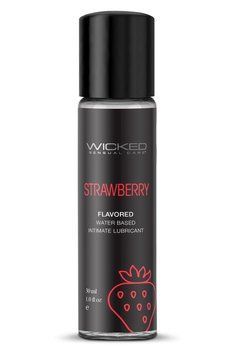 Edible water-based lubricant WICKED AQUA STRAWBERRY with strawberry flavor, 30 ml