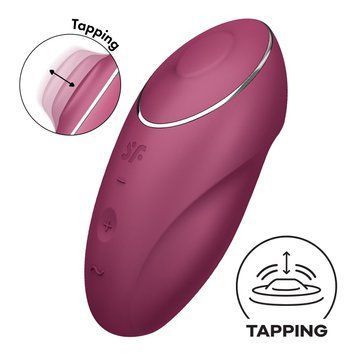 Czerwony satisfyer Tap & Climax 1 Czerwony pulsujący wibrator, efekt stukania palcami, 2 silniki