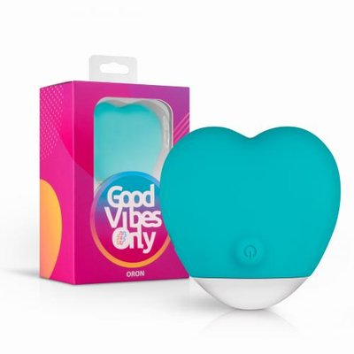 GVO010 Вибратор для клитора в форме сердца Oron Good Vibes Only, силиконовый, синий, 6 см GVO010 фото