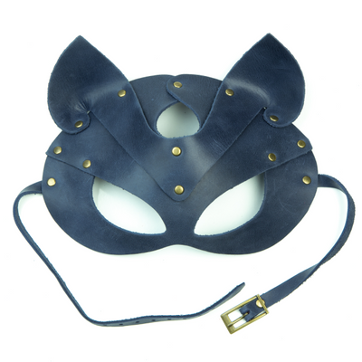 Преміум маска кішечки LOVECRAFT, натуральна шкіра, блакитна, подарункова упаковка SO3314 SafeYourLove