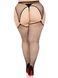 Чулки Leg Avenue Stokings with O-ring Attached Garter Belt, 1X/2X, в сетку, имитация пояса SX1062 фото 2