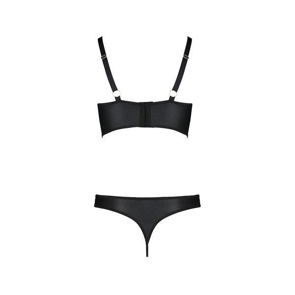 Komplet ze sk&oacute;ry ekologicznej z oczkami i ramiączkami Malwia Bikini &mdash; Passion, biustonosz i majtki, rozmiar S/M