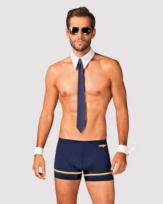 Еротичний костюм пілота Obsessive Pilotman set, боксери, манжети, комір з краваткою, окуляри SO7303 SafeYourLove