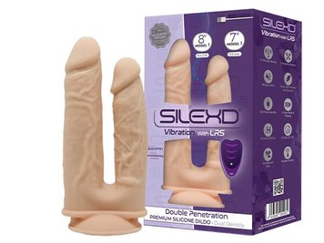 Подвійний фалоімітатор з вібрацією SilexD Double Gusto Vibro Flesh (Model 1 size 8" & 7") + LRS, діа SO8209 SafeYourLove