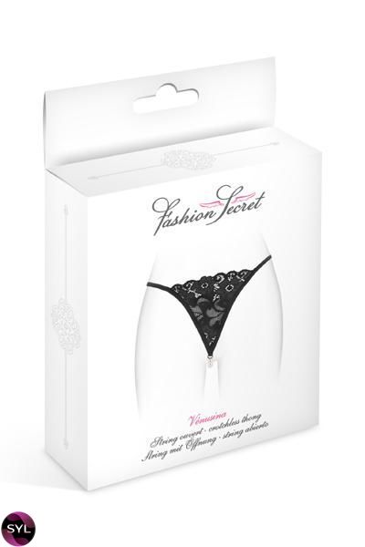 Трусики-стрінги з перлинною ниткою Fashion Secret VENUSINA Black SO2248 SafeYourLove