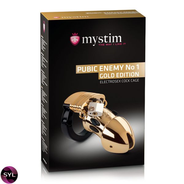 Клетка для члена с электростимуляцией Mystim Pubic Enemy No 1 - Gold Edition SO3809 фото