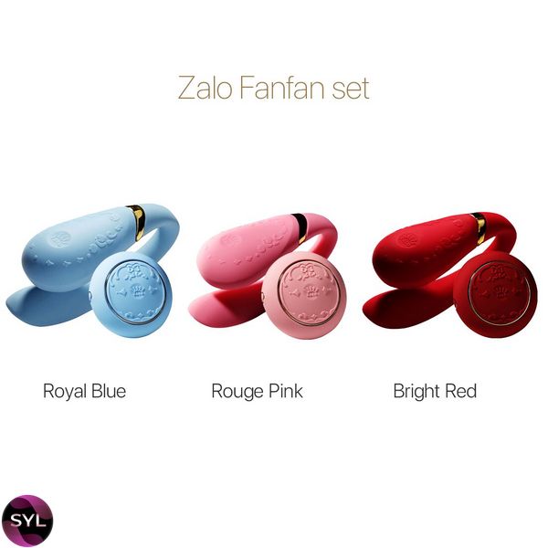 Смартвибратор для пар Zalo — Fanfan set Royal Blue, пульт ДУ SO6671 фото