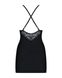 Сатиновый комплект для сна с кружевом Obsessive 828-CHE-1 chemise & thong, черный, сорочка, стри SO7171 фото 6