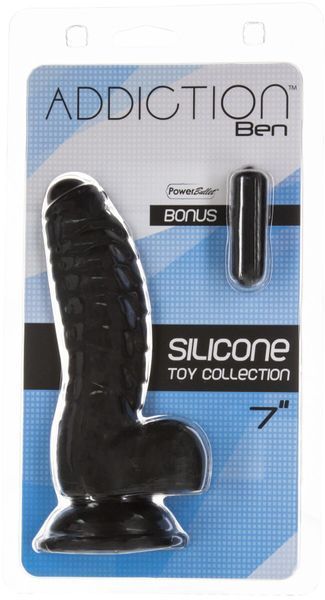 Фаллоимитатор ADDICTION Ben 7" Dildo With Balls Black, виброшар в подарок SX3156 фото