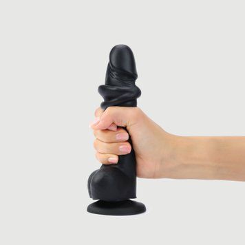 Dildo Strap-On-Me, przesuwane, realistyczne, ze sk&oacute;ry, czarne, efekt poruszającej się sk&oacute;ry