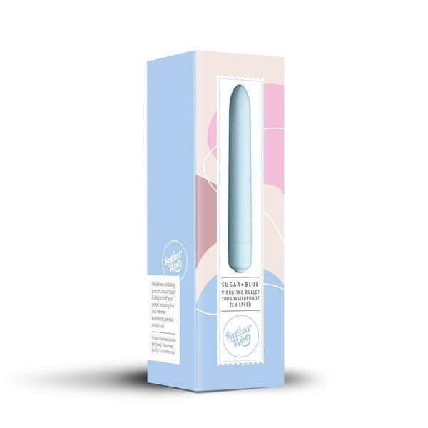 Mini wibrator SugarBoo Sugar, 10 poziom&oacute;w intensywności, kolor BLUE