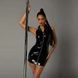 Lacquered dress with a zipper and open shoulders, S/M