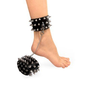 Legs with studs made of genuine leather Art of Sex, Black