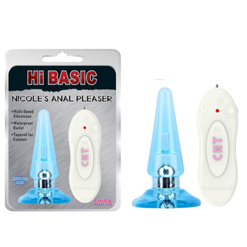 Chisa Hi-Basic NICOLE'S wibrujący korek analny z pilotem, niebieski