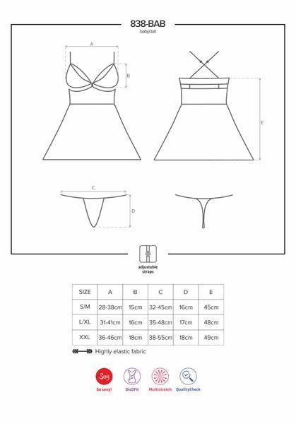 Еротичний мереживний комплект із сіточкою Obsessive 838-BAB-1babydoll & thong, пен SO7181 SafeYourLove