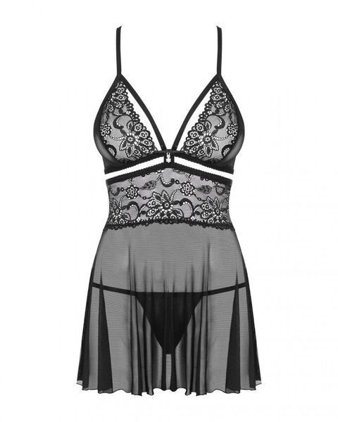 Еротичний мереживний комплект із сіточкою Obsessive 838-BAB-1babydoll & thong, пен SO7181 SafeYourLove