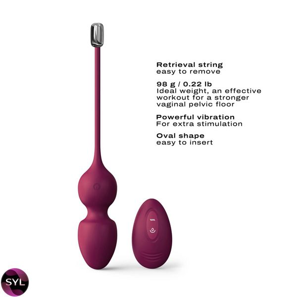 Вагинальные шарики Dorcel LOVE BALLS PLUM, вибрации и движения внутреннего шарика, пульт ДУ SO7388 фото