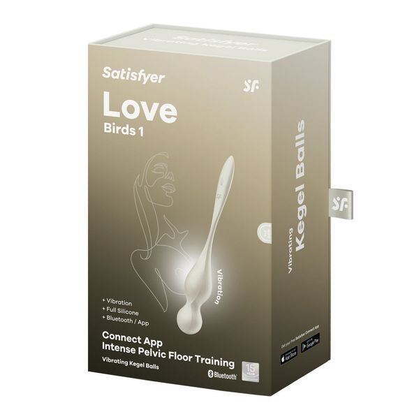 White Satisfyer Love Birds 1 Connect App White Smart Vibrating Vaginal Balls, 78 g