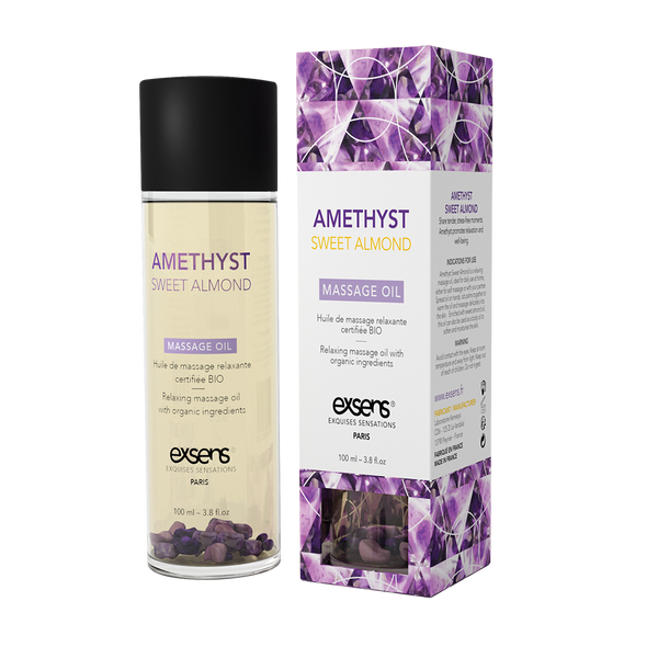 Olejek do masażu EXSENS Amethyst Sweet Almond (relaksujący, z ametystem) 100 ml, naturalny