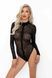 Body Noir Handmade F287 Leopard flock bodysuit with long sleeves - L
