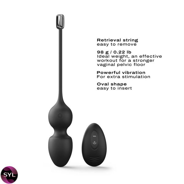 Вагинальные шарики Dorcel LOVE BALLS BLACK, вибрации и движения внутреннего шарика, пульт ДУ SO7389 фото