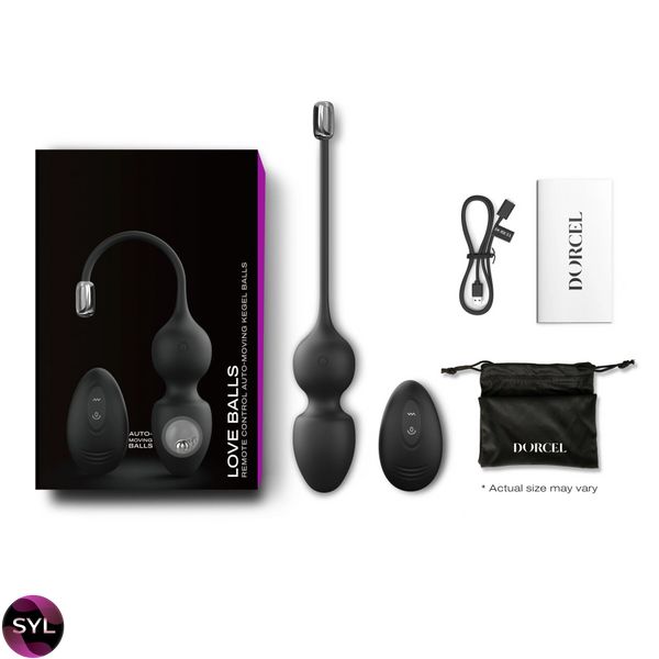 Вагинальные шарики Dorcel LOVE BALLS BLACK, вибрации и движения внутреннего шарика, пульт ДУ SO7389 фото