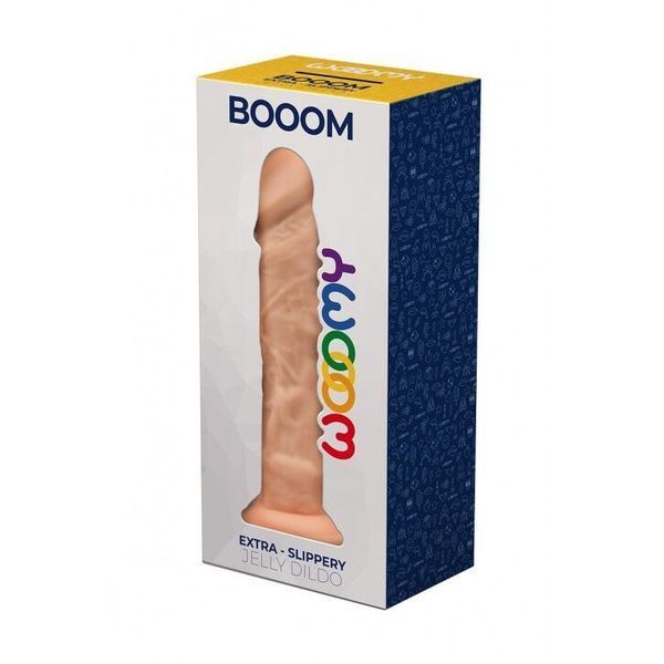 Фалоімітатор Wooomy Booom, з присоскою, сумісний з трусиками для страпона, 19,3х4,3 см SO7495 SafeYourLove
