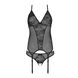 Корсет із пажами, трусики з ажурним декором та відкритим кроком Passion Ursula Corset black SO5835 фото 4 Safeyourlove