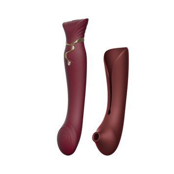 Zalo 3w1 Smart Vibrator &mdash; Queen, pulsująca perła i pr&oacute;żnia, kryształ Swarovskiego, Red