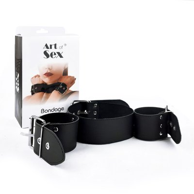 Нашийник з наручниками із натуральної шкіри Art of Sex - Bondage Collar with Handcuffs SO6618 SafeYourLove