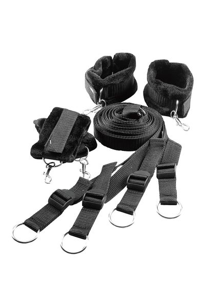 Ремінна система для фіксації до ліжка BLAZE BED RESTRAINT SET, Черный, Регульований DT21652 SafeYourLove