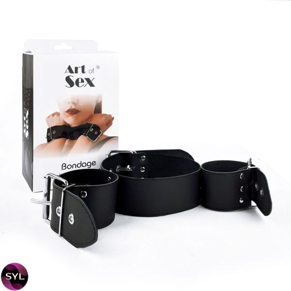 Ошейник с наручниками из натуральной кожи Art of Sex - Bondage Collar with Handcuffs SO6618 фото