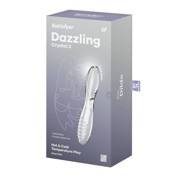 Dwustronny szklany dildo Satisfyer Dazzling Crystal 2, kolor Transparent
